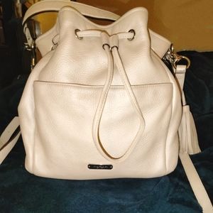 Coach Avery Creamy Pearl Leather Drawstring/Crossbody